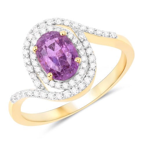 2.01 Carat Genuine Pink Sapphire and White Diamond 14K Yellow Gold Ring - Rings - Custom Crafting Alliance, LLC