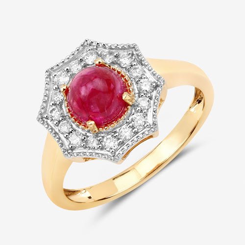 2.01 Carat Genuine Ruby and White Diamond 14K Yellow Gold Ring - Rings - Custom Crafting Alliance, LLC