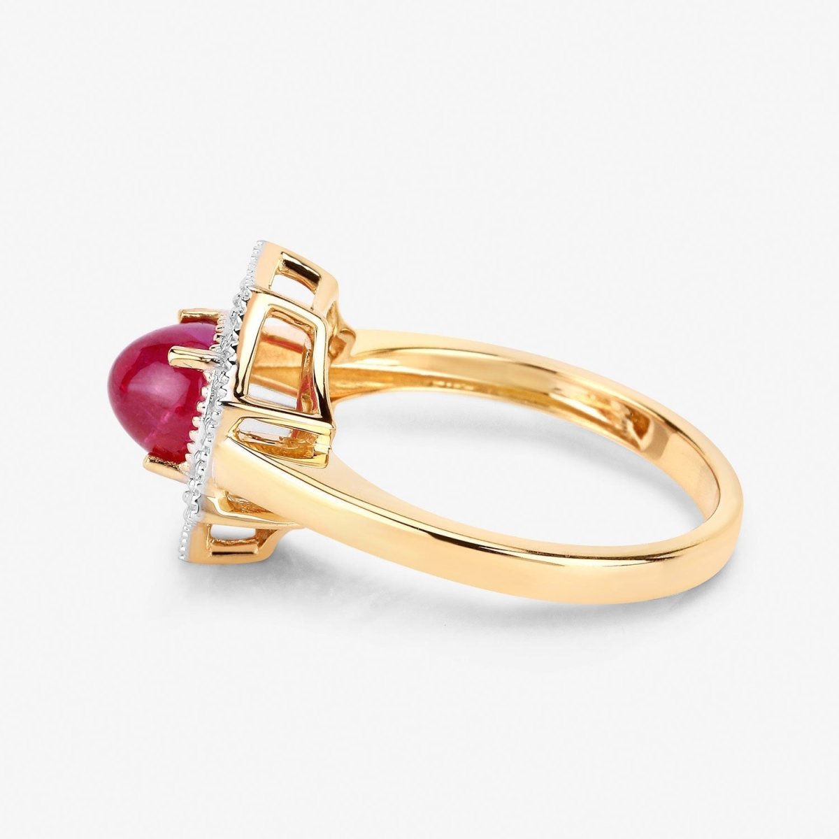 2.01 Carat Genuine Ruby and White Diamond 14K Yellow Gold Ring - Rings - Custom Crafting Alliance, LLC