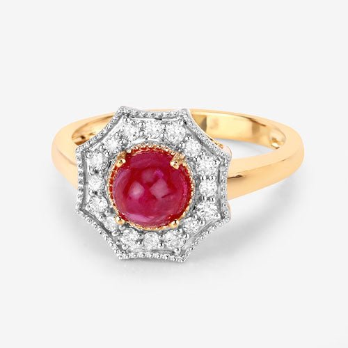 2.01 Carat Genuine Ruby and White Diamond 14K Yellow Gold Ring - Rings - Custom Crafting Alliance, LLC