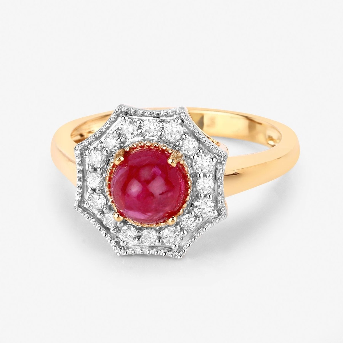 2.01 Carat Genuine Ruby and White Diamond 14K Yellow Gold Ring - Rings - Custom Crafting Alliance, LLC