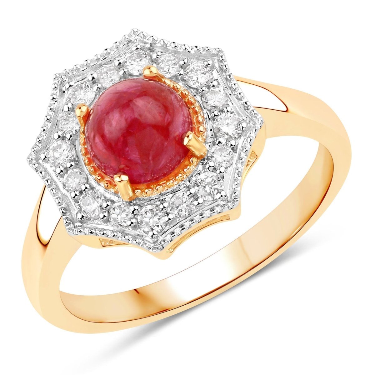 2.01 Carat Genuine Ruby and White Diamond 14K Yellow Gold Ring - Rings - Custom Crafting Alliance, LLC