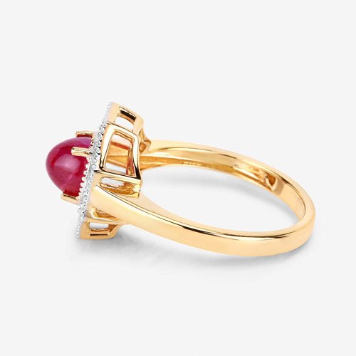 2.01 Carat Genuine Ruby and White Diamond 14K Yellow Gold Ring - Rings - Custom Crafting Alliance, LLC