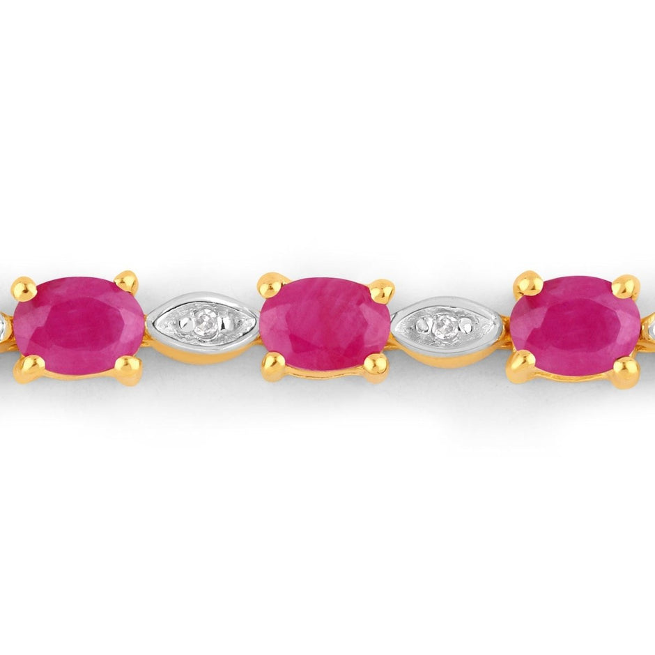 2.01 Carat Genuine Ruby and White Diamond .925 Sterling Silver Bracelet - Bracelets - Custom Crafting Alliance, LLC