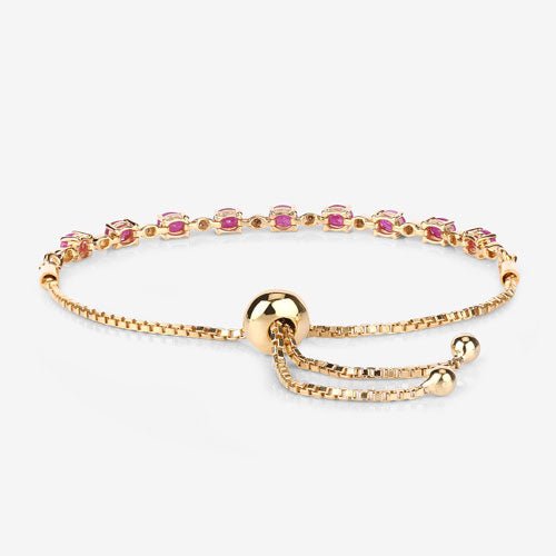 2.01 Carat Genuine Ruby and White Diamond .925 Sterling Silver Bracelet - Bracelets - Custom Crafting Alliance, LLC
