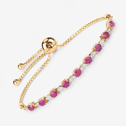 2.01 Carat Genuine Ruby and White Diamond .925 Sterling Silver Bracelet - Bracelets - Custom Crafting Alliance, LLC