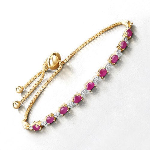 2.01 Carat Genuine Ruby and White Diamond .925 Sterling Silver Bracelet - Bracelets - Custom Crafting Alliance, LLC