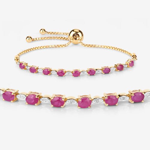 2.01 Carat Genuine Ruby and White Diamond .925 Sterling Silver Bracelet - Bracelets - Custom Crafting Alliance, LLC