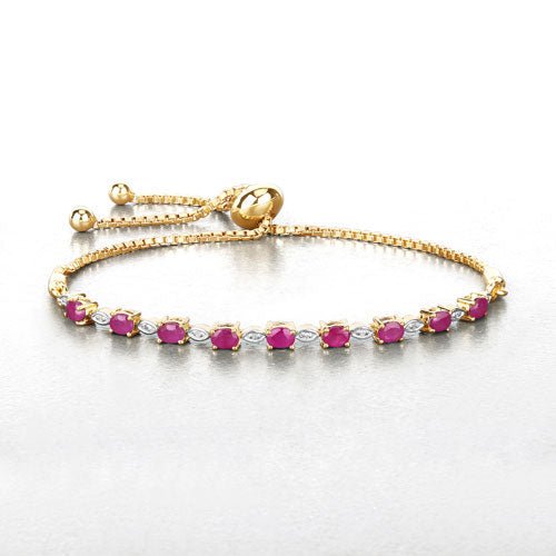 2.01 Carat Genuine Ruby and White Diamond .925 Sterling Silver Bracelet - Bracelets - Custom Crafting Alliance, LLC