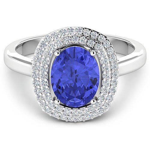 2.02 Carat Genuine Tanzanite and White Diamond 14K White Gold Ring - Rings - Custom Crafting Alliance, LLC