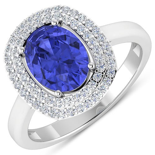 2.02 Carat Genuine Tanzanite and White Diamond 14K White Gold Ring - Rings - Custom Crafting Alliance, LLC