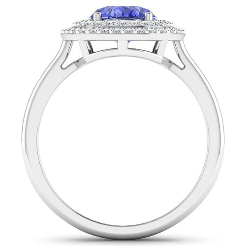 2.02 Carat Genuine Tanzanite and White Diamond 14K White Gold Ring - Rings - Custom Crafting Alliance, LLC