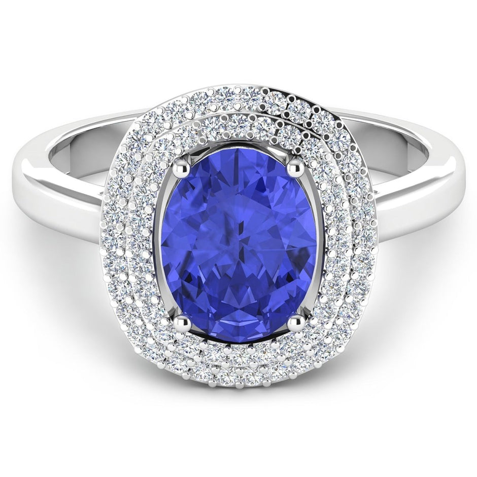 2.02 Carat Genuine Tanzanite and White Diamond 14K White Gold Ring - Rings - Custom Crafting Alliance, LLC