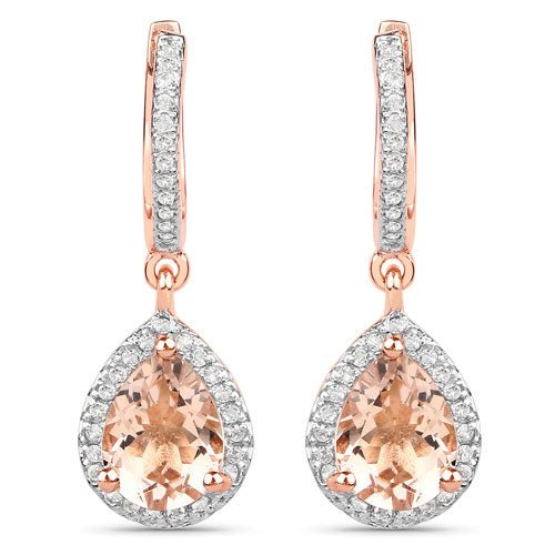 2.03 Carat Genuine Morganite and White Topaz .925 Sterling Silver Earrings - Earrings - Custom Crafting Alliance, LLC