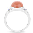 6.54 Carat Genuine Peach Moonstone and Tanzanite .925 Sterling Silver Ring