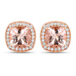 2.71 Carat Genuine Morganite and White Diamond 14K Rose Gold Earrings