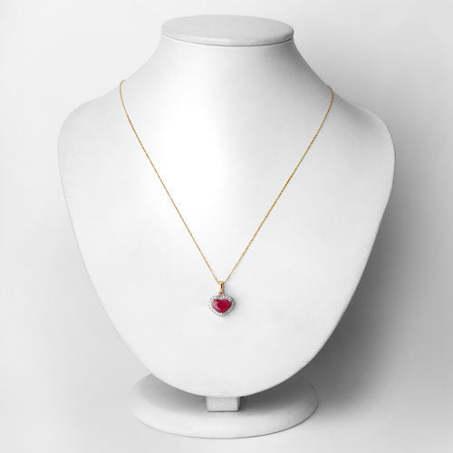 2.08 Carat Genuine Ruby and White Diamond 14K Yellow Gold Pendant - Pendants - Custom Crafting Alliance, LLC