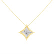 10K White Gold 1/10 Cttw Bezel Set Solitaire Princess Cut Diamond Kite Shaped Pendent Necklace - 18