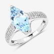 2.09 Carat Genuine Aquamarine and White Diamond 14K White Gold Ring - Rings - Custom Crafting Alliance, LLC