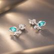 925 Sterling Silver White Gold Plated Transparent Glass CZ 0.6x0.9cm Earrings for Women