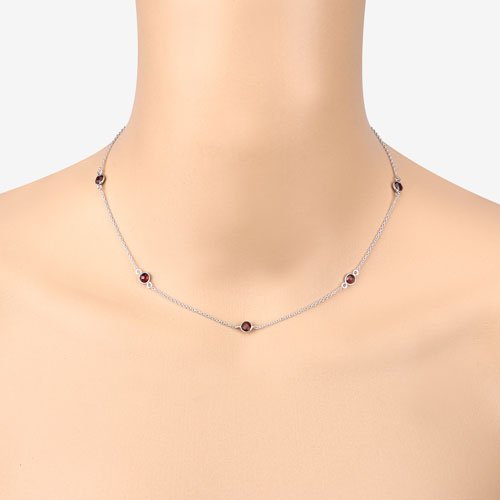 2.10 Carat Genuine Garnet .925 Sterling Silver Necklace - Necklaces - Custom Crafting Alliance, LLC