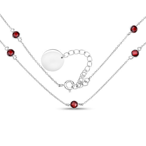 2.10 Carat Genuine Garnet .925 Sterling Silver Necklace - Necklaces - Custom Crafting Alliance, LLC