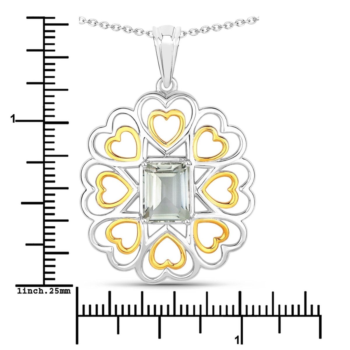 2.10 Carat Genuine Green Amethyst .925 Sterling Silver Pendant - Pendants - Custom Crafting Alliance, LLC