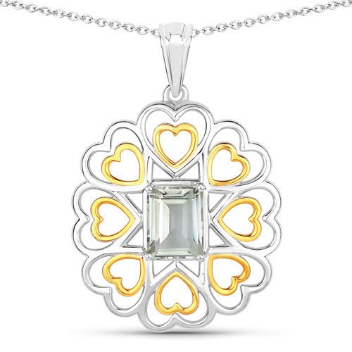 2.10 Carat Genuine Green Amethyst .925 Sterling Silver Pendant - Pendants - Custom Crafting Alliance, LLC