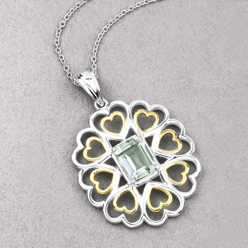 2.10 Carat Genuine Green Amethyst .925 Sterling Silver Pendant - Pendants - Custom Crafting Alliance, LLC