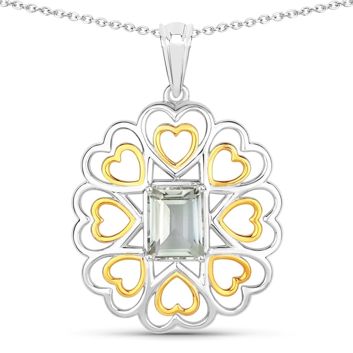 2.10 Carat Genuine Green Amethyst .925 Sterling Silver Pendant - Pendants - Custom Crafting Alliance, LLC