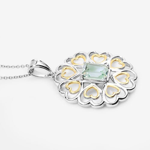 2.10 Carat Genuine Green Amethyst .925 Sterling Silver Pendant - Pendants - Custom Crafting Alliance, LLC