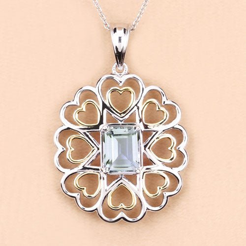2.10 Carat Genuine Green Amethyst .925 Sterling Silver Pendant - Pendants - Custom Crafting Alliance, LLC