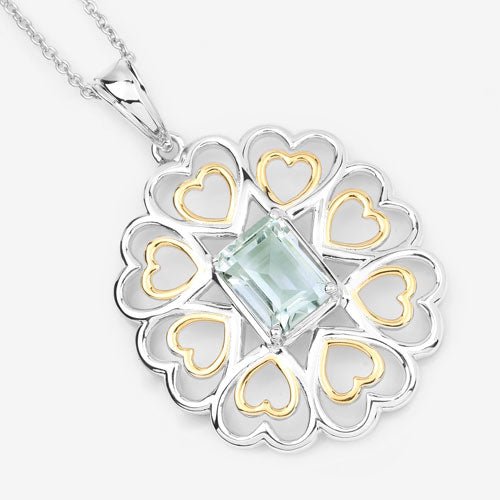 2.10 Carat Genuine Green Amethyst .925 Sterling Silver Pendant - Pendants - Custom Crafting Alliance, LLC