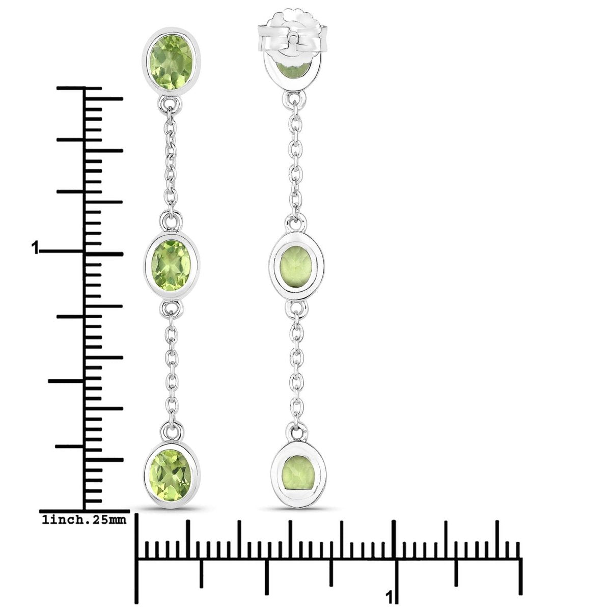 2.10 Carat Genuine Peridot .925 Sterling Silver Earrings - Earrings - Custom Crafting Alliance, LLC
