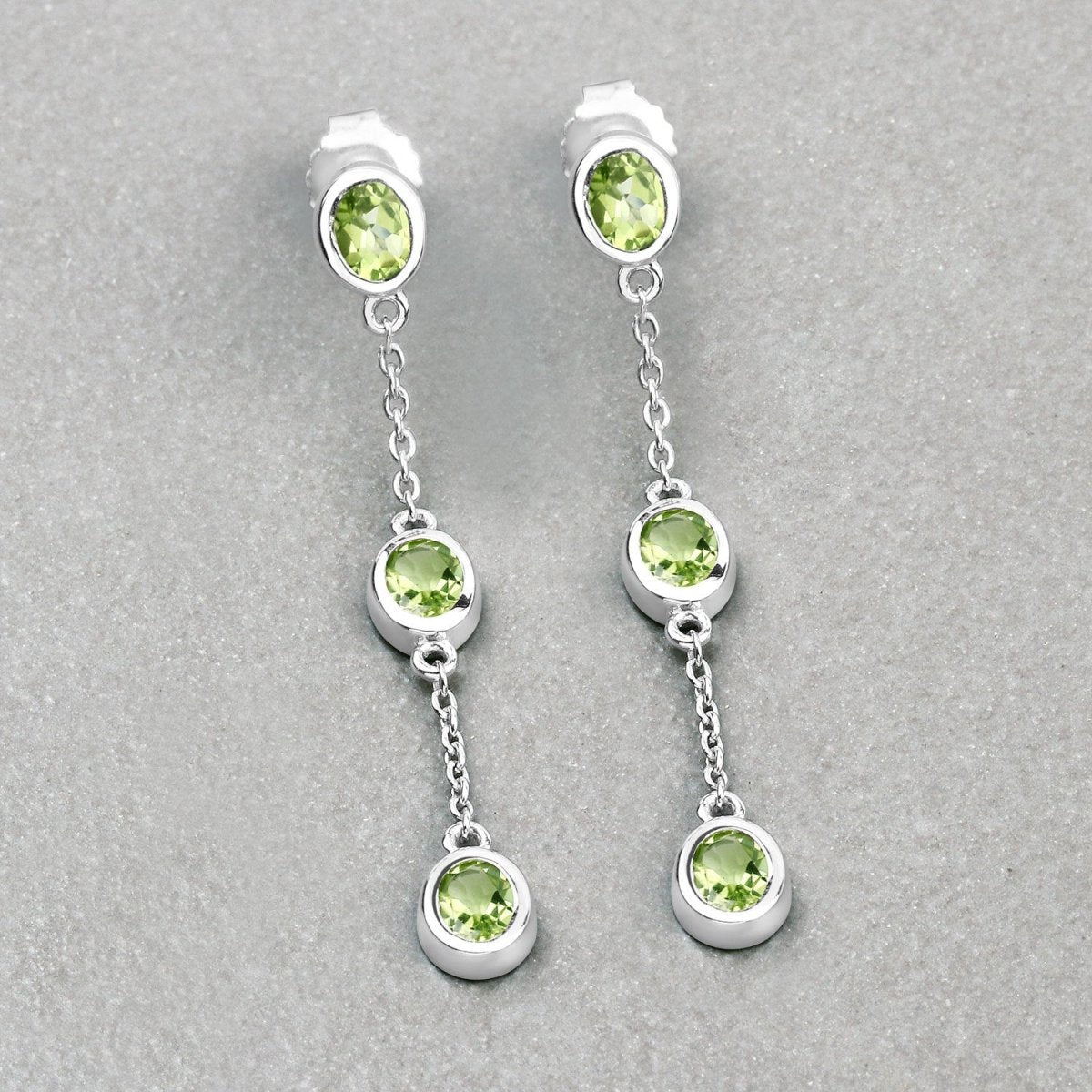 2.10 Carat Genuine Peridot .925 Sterling Silver Earrings - Earrings - Custom Crafting Alliance, LLC