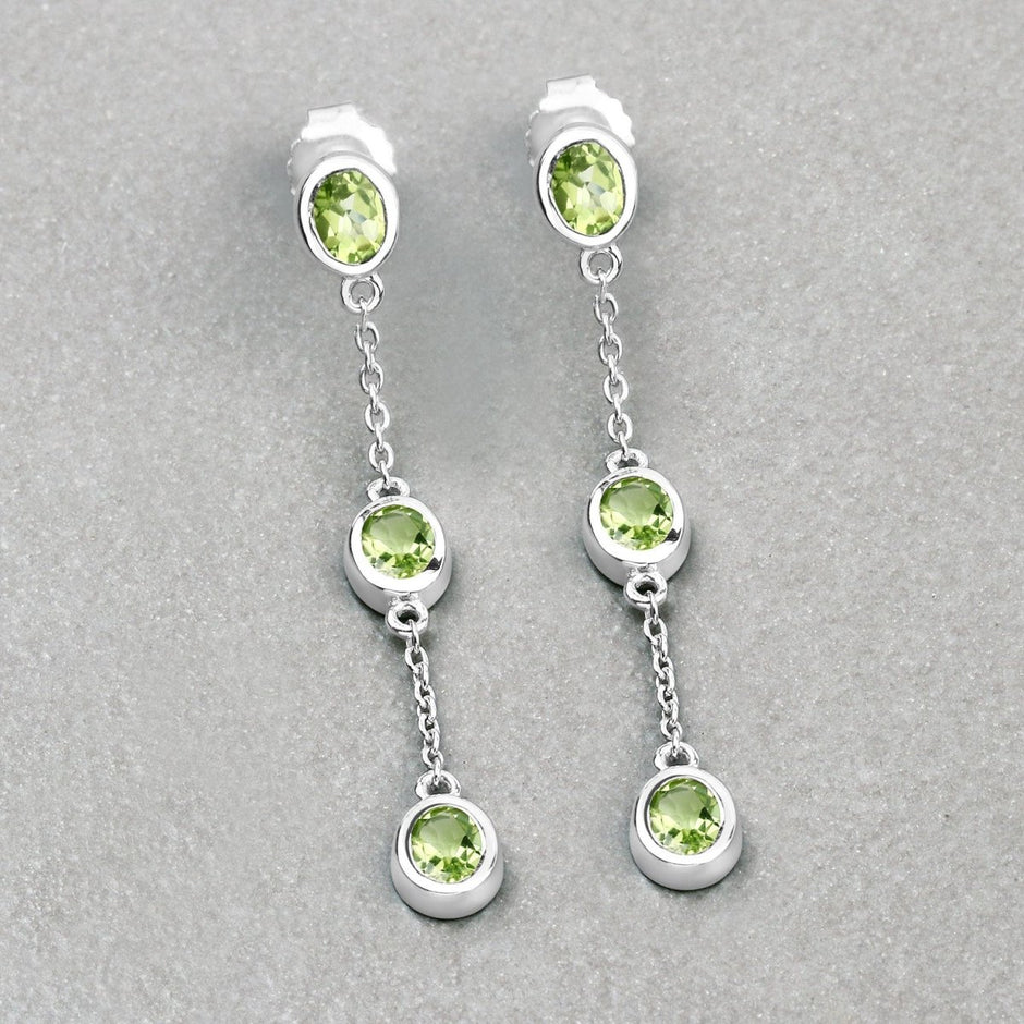 2.10 Carat Genuine Peridot .925 Sterling Silver Earrings - Earrings - Custom Crafting Alliance, LLC