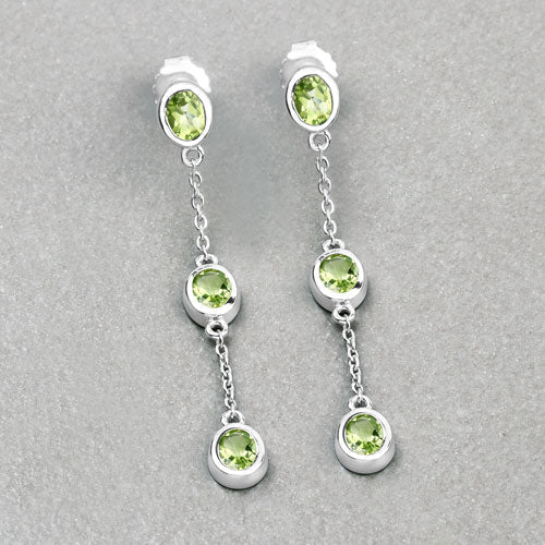 2.10 Carat Genuine Peridot .925 Sterling Silver Earrings - Earrings - Custom Crafting Alliance, LLC