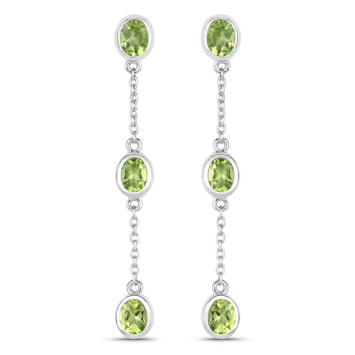 2.10 Carat Genuine Peridot .925 Sterling Silver Earrings - Earrings - Custom Crafting Alliance, LLC