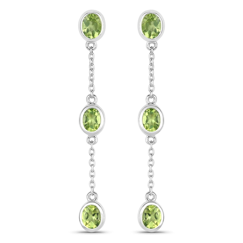 2.10 Carat Genuine Peridot .925 Sterling Silver Earrings - Earrings - Custom Crafting Alliance, LLC