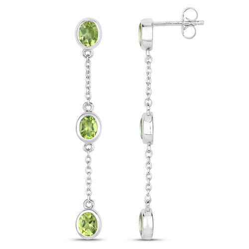 2.10 Carat Genuine Peridot .925 Sterling Silver Earrings - Earrings - Custom Crafting Alliance, LLC