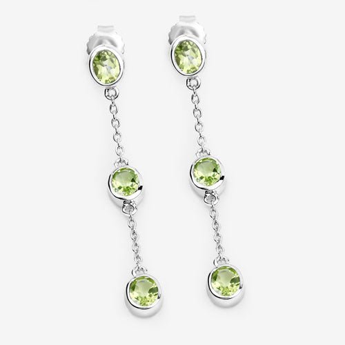 2.10 Carat Genuine Peridot .925 Sterling Silver Earrings - Earrings - Custom Crafting Alliance, LLC