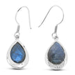 9.13 Carat Genuine Labradorite And White Topaz .925 Sterling Silver Earrings