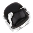 21.04 Carat Genuine Black Onyx and White Topaz .925 Sterling Silver Ring - Rings - Custom Crafting Alliance, LLC