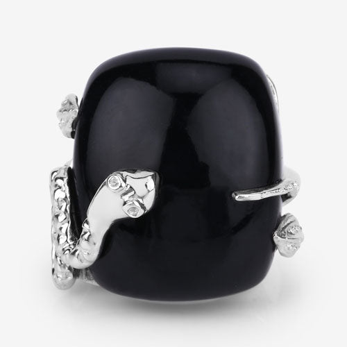 21.04 Carat Genuine Black Onyx and White Topaz .925 Sterling Silver Ring - Rings - Custom Crafting Alliance, LLC