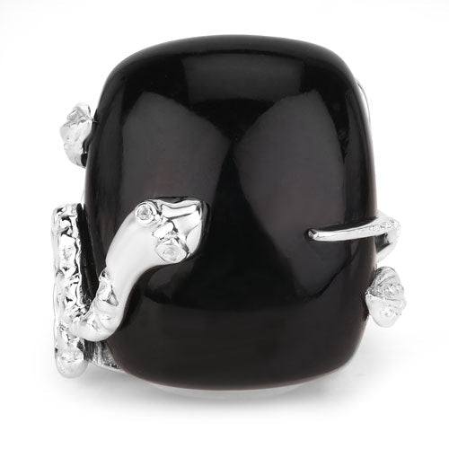 21.04 Carat Genuine Black Onyx and White Topaz .925 Sterling Silver Ring - Rings - Custom Crafting Alliance, LLC