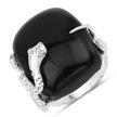 21.04 Carat Genuine Black Onyx and White Topaz .925 Sterling Silver Ring - Rings - Custom Crafting Alliance, LLC