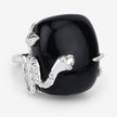 21.04 Carat Genuine Black Onyx and White Topaz .925 Sterling Silver Ring - Rings - Custom Crafting Alliance, LLC