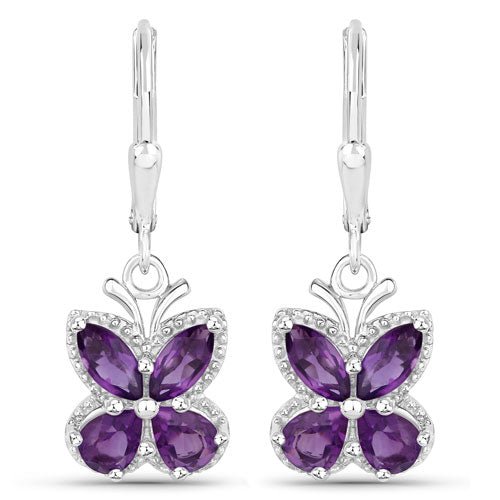2.12 Carat Genuine Amethyst .925 Sterling Silver Earrings - Earrings - Custom Crafting Alliance, LLC
