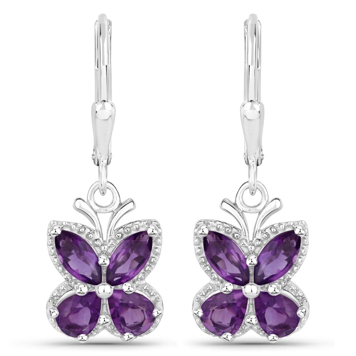 2.12 Carat Genuine Amethyst .925 Sterling Silver Earrings - Earrings - Custom Crafting Alliance, LLC