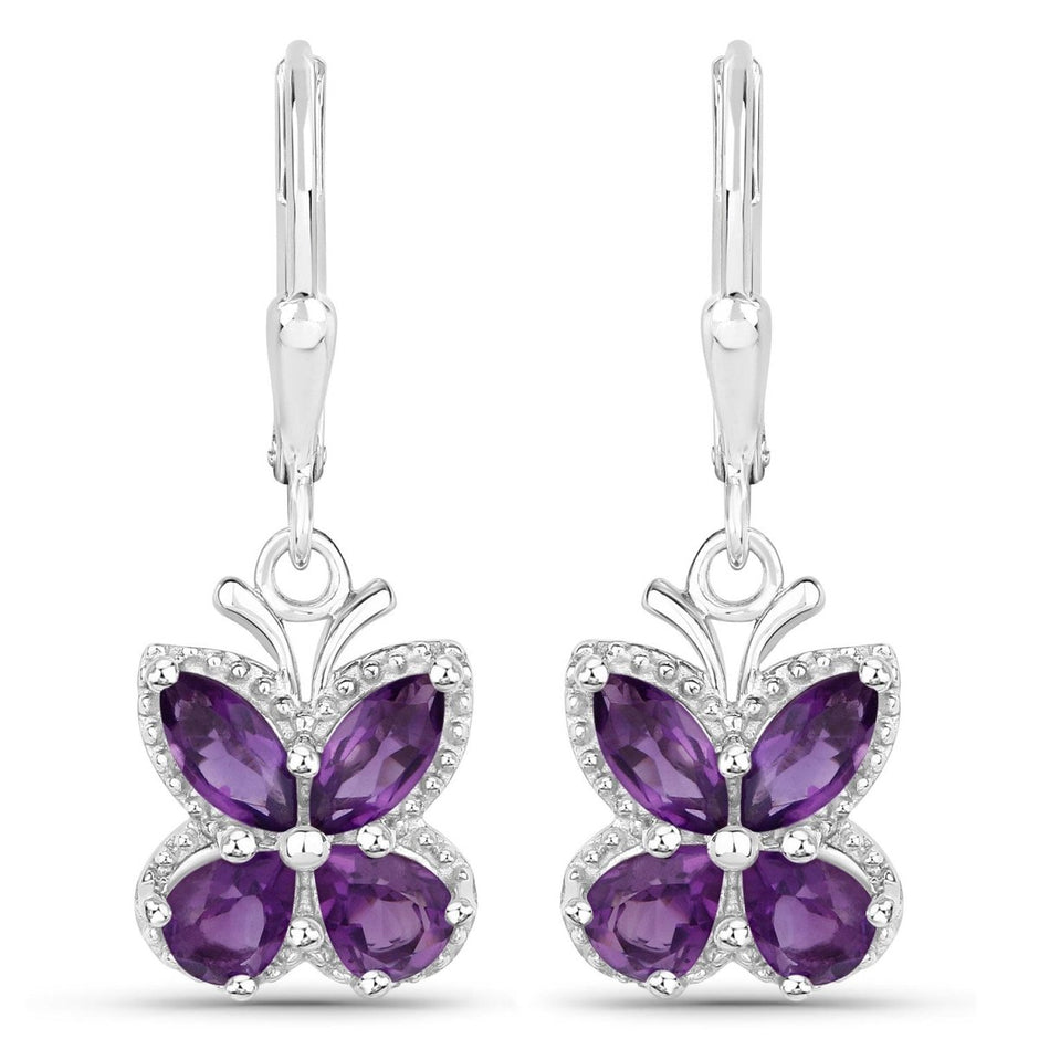 2.12 Carat Genuine Amethyst .925 Sterling Silver Earrings - Earrings - Custom Crafting Alliance, LLC